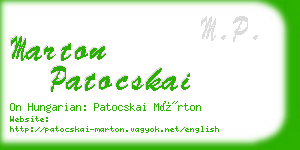 marton patocskai business card